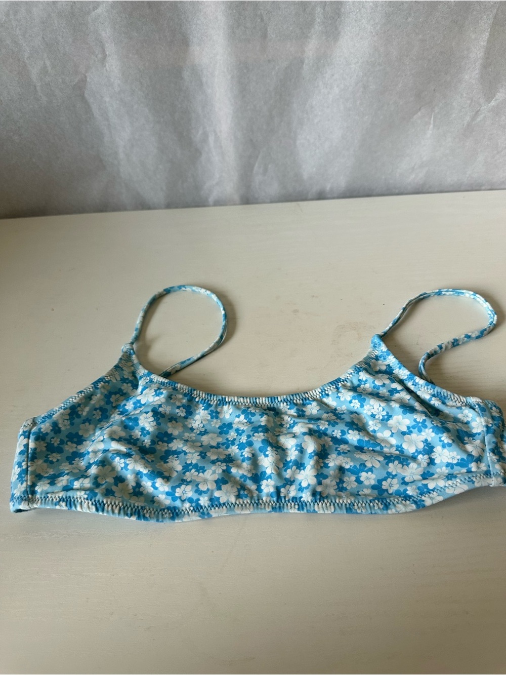 PacSun Swim Blue Bandaeu Bikini Top floral